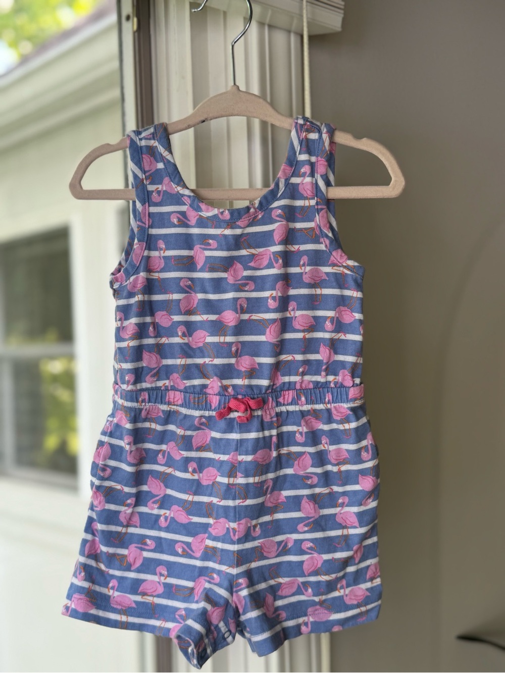 NWOT Wonder Nation Flamingo Infant Romper - Blue and Pink, Size 12M